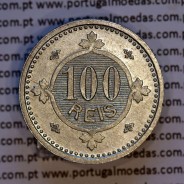 D. Carlos I, Ensaio Monetário de 100 réis 1900 em alumínio, rebordo liso, eixo vertical, Muito Raro