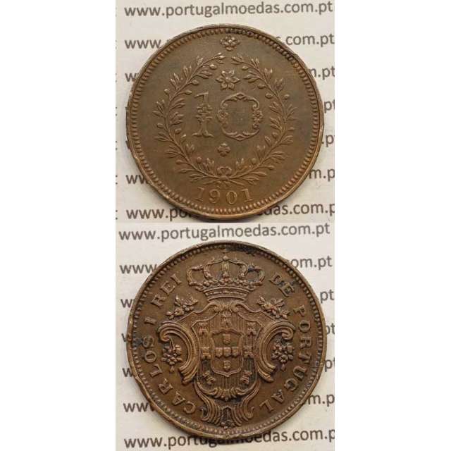 10 REIS COBRE 1901 "AÇORES" (MBC+) D. CARLOS I