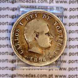 Portugal, silver coin of 100 réis 1894 of D. Carlos I, (F), World Coins Portugal KM 531