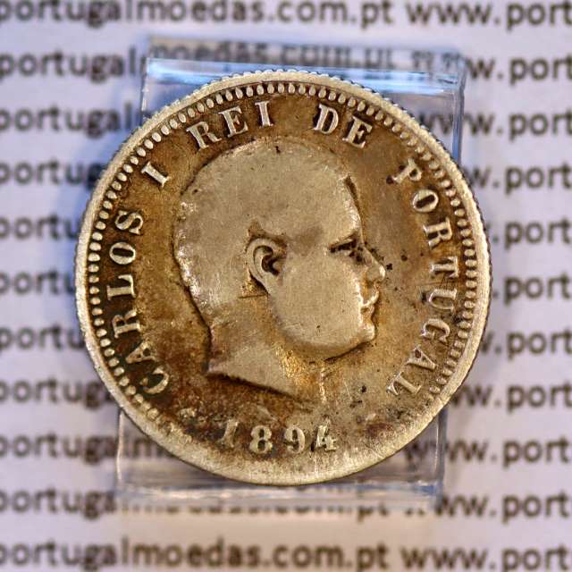 Portugal, silver coin of 100 réis 1894 of D. Carlos I, (F), World Coins Portugal KM 531