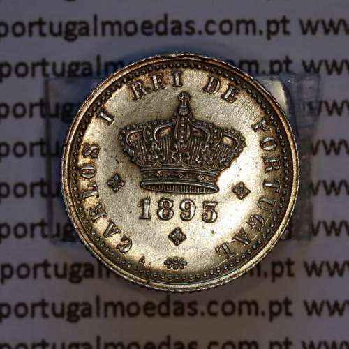 50 réis 1893 prata D. Carlos I, meio tostão prata 1893 reinado D. Carlos I, (Bela), World Coins Portugal KM 536