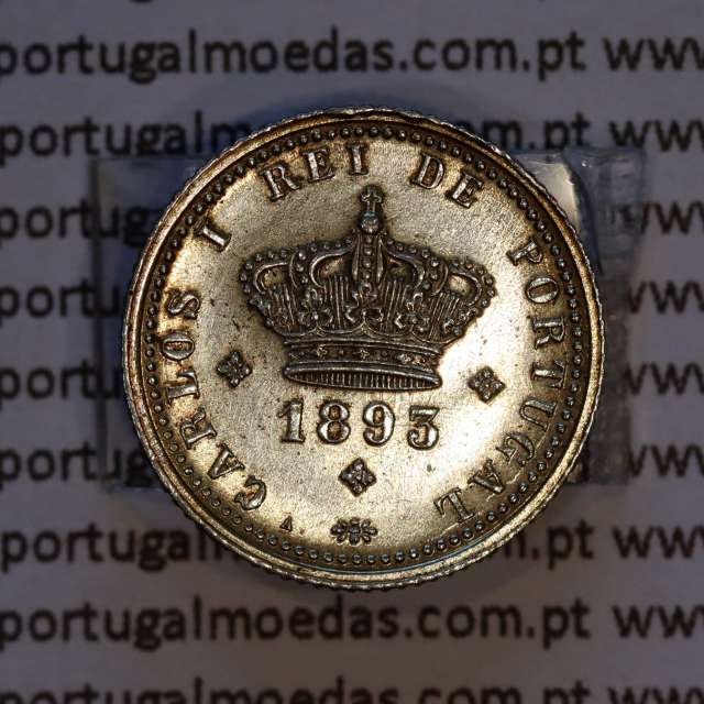 Portugal, silver coin of 50 réis 1893 of D. Carlos I, (UNC), World Coins Portugal KM 536