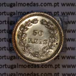 50 réis 1893 prata D. Carlos I, meio tostão prata 1893 reinado D. Carlos I, (Bela), World Coins Portugal KM 536