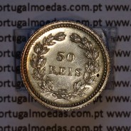 Portugal, silver coin of 50 réis 1893 of D. Carlos I, (UNC), World Coins Portugal KM 536