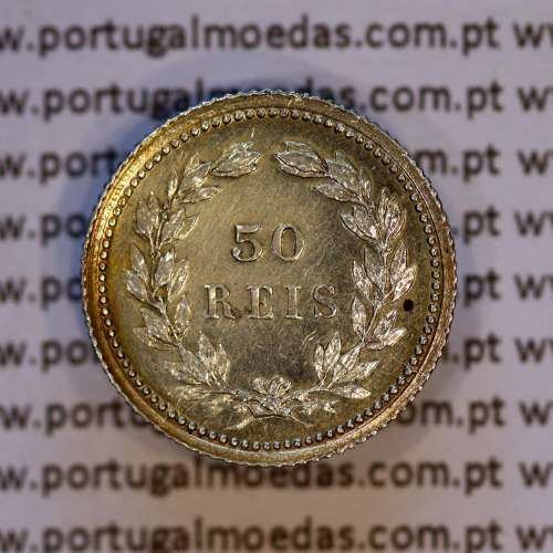 Portugal, silver coin of 50 réis 1893 of D. Carlos I, (UNC), World Coins Portugal KM 536