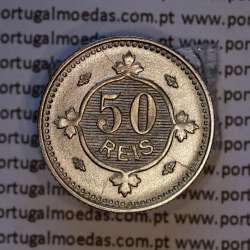 50 réis 1900 Cupro-Níquel D. Carlos I, variante estrelas da data com letras incusas "A" 1900 "V", (Bela), World Coins KM545