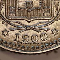 50 réis 1900 Cupro-Níquel D. Carlos I, variante estrelas da data com letras incusas "A" 1900 "V", (Bela), World Coins KM545