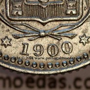 50 réis 1900 Cupro-Níquel D. Carlos I, variante estrelas da data com letras incusas "A" 1900 "V", (Bela), World Coins KM545
