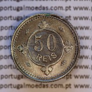 50 réis 1900 Cupro-Níquel D. Carlos I, variante estrelas da data com letras incusas "V" 1900 "A", (MBC+/Bela), World Coins KM545