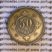 50 réis 1900 Cupro-Níquel D. Carlos I, variante estrelas da data com letras incusas "V" 1900 "A", (MBC+/Bela), World Coins KM545
