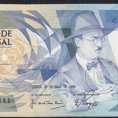 100 Escudos 1988 Fernando Pessoa 26/05/1988, 100$00 Cem Escudos 26/05/1988 Chapa:9 Banco de Portugal, (QNC), Pick 179e