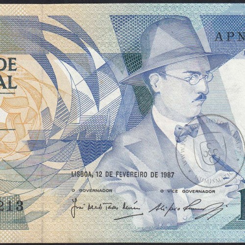 100 Escudos 1987 Fernando Pessoa 12/02/1987, 100$00 Cem Escudos 12/02/1987 Chapa:9 Banco de Portugal, (QNC), Pick 179b