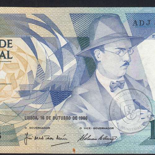 100 Escudos 1986 Fernando Pessoa 16/10/1986, 100$00 Cem Escudos 16/10/1986 Chapa:9 Banco de Portugal, (QNC), Pick 179a