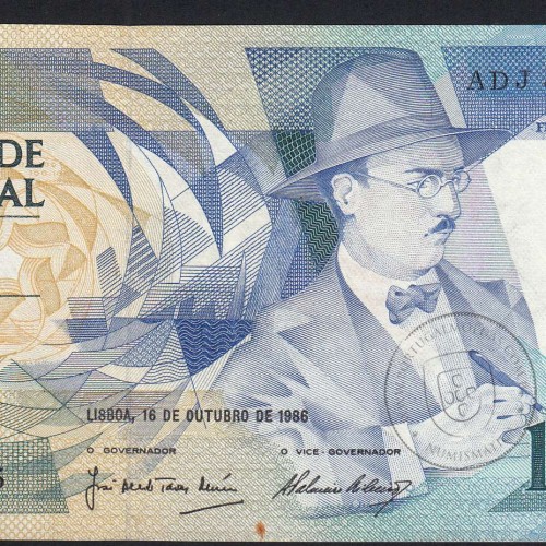 100 Escudos 1986 Fernando Pessoa 16/10/1986, 100$00 Cem Escudos 16/10/1986 Chapa:9 Banco de Portugal, (QNC), Pick 179a