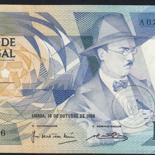 100 Escudos Fernando Pessoa 16.10.1986, One Hundred Escudos 16 october 1986 Plate 9 - Bank of Portugal, (QNC), Pick 179a