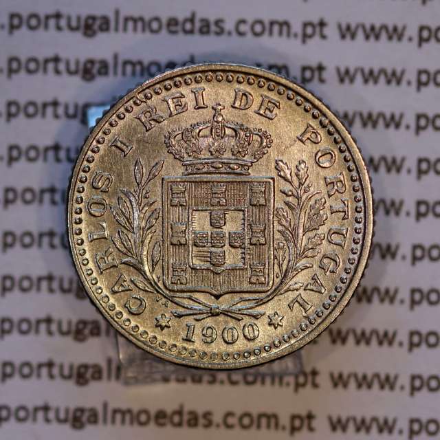 50 réis 1900 Cupro-Níquel D. Carlos I, variante estrelas da data com letras incusas "A" 1900 "V", (MBC+), World Coins KM545