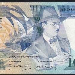 100 Escudos 1986 Fernando Pessoa 16/10/1986, 100$00 Cem Escudos 16/10/1986 Chapa:9 Banco de Portugal, (NC), Pick 179a