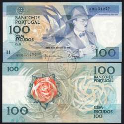100 Escudos 1986 Fernando Pessoa 16/10/1986, 100$00 Cem Escudos 16/10/1986 Chapa:9 Banco de Portugal, (NC), Pick 179a
