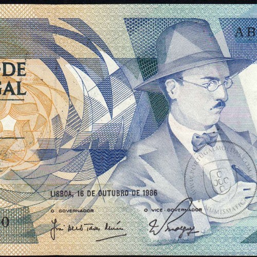 100 Escudos Fernando Pessoa 16.10.1986, One Hundred Escudos 16 october 1986 Plate 9 - Bank of Portugal, (NC), Pick 179a