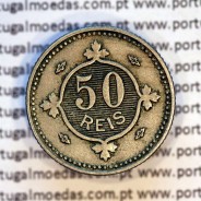 50 réis 1900 Cupro-Níquel D. Carlos I, variante estrelas da data com letras incusas "V" 1900 "A", (MBC), World Coins KM545