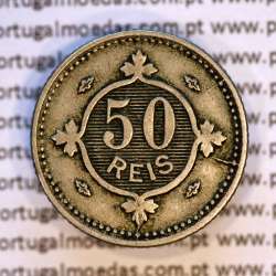 50 réis 1900 Cupro-Níquel D. Carlos I, variante estrelas da data com letras incusas "A" 1900 "V", (MBC-), World Coins KM545