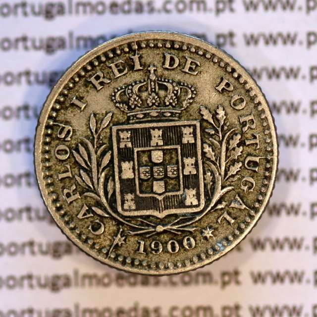 50 réis 1900 Cupro-Níquel D. Carlos I, meio tostão cuproníquel 1900 reinado D. Carlos I, (MBC-), World Coins Portugal KM 545