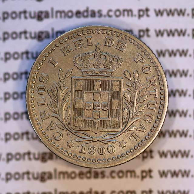 50 réis 1900 Cupro-Níquel D. Carlos I, meio tostão cuproníquel 1900 reinado D. Carlos I, (MBC-), World Coins Portugal KM 545