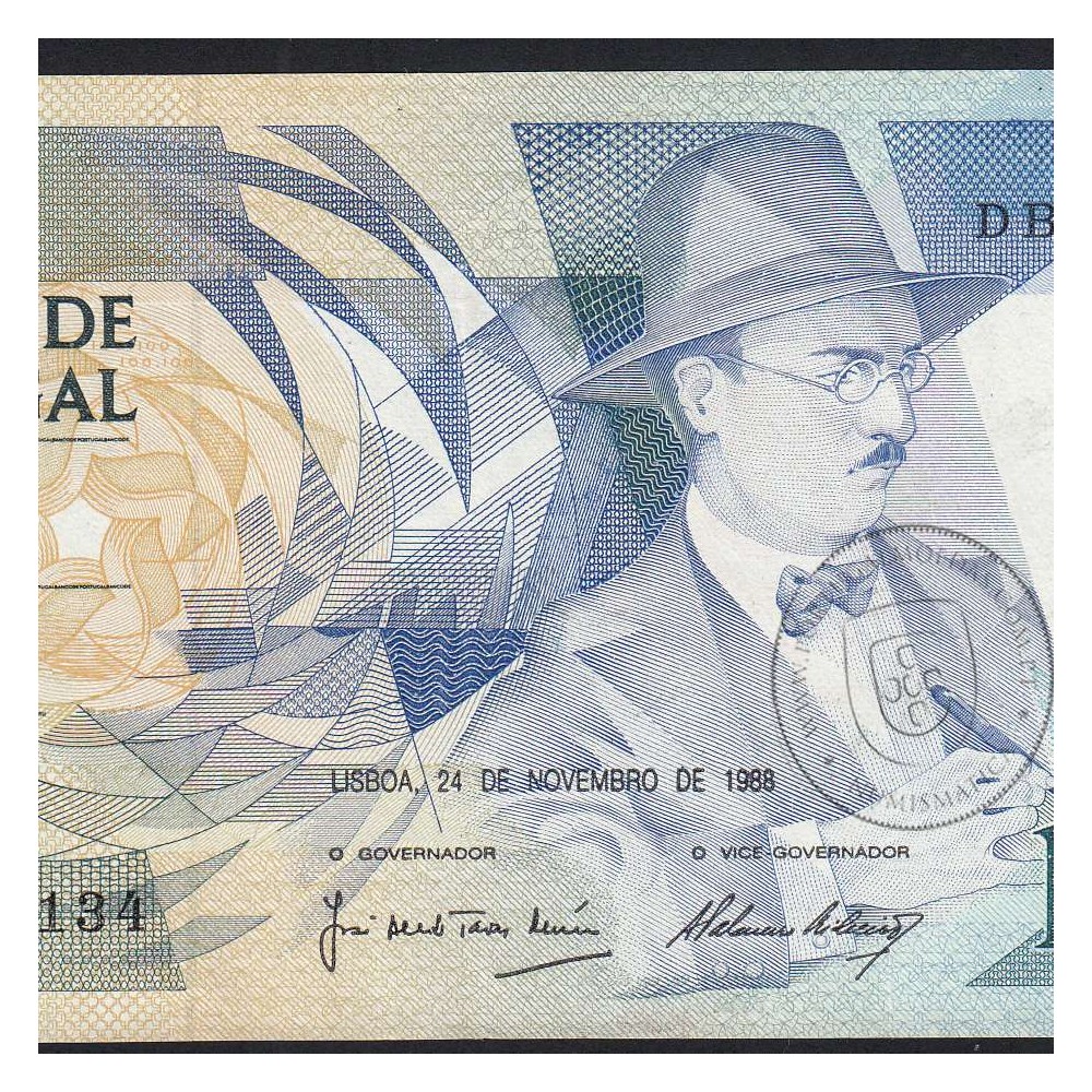 100 Escudos 1988 Fernando Pessoa 24/11/1988, 100$00 Cem Escudos 24/11/1988 Chapa:9 Banco de Portugal, (QNC), Pick 179f