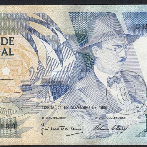 100 Escudos Fernando Pessoa 24.11.1988, One Hundred Escudos 24 November 1988 Plate 9 - Bank of Portugal, (QNC), Pick 179f