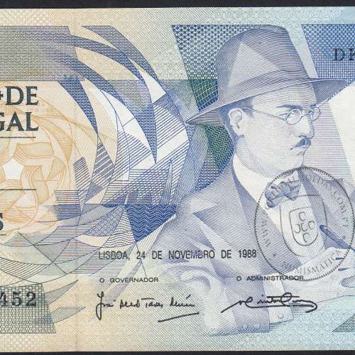 100 Escudos 1988 Fernando Pessoa 24/11/1988, 100$00 Cem Escudos 24/11/1988 Chapa:9 Banco de Portugal, (QNC), Pick 179f