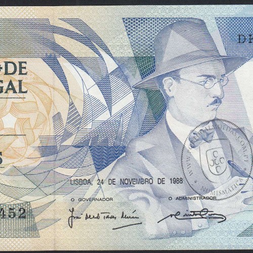 100 Escudos 1988 Fernando Pessoa 24/11/1988, 100$00 Cem Escudos 24/11/1988 Chapa:9 Banco de Portugal, (QNC), Pick 179f