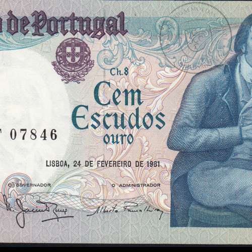 100 Escudos 1981 Bocage 24/02/1981, 100$00 Cem Escudos 24/02/1981 Chapa:8 Banco de Portugal, (QNC), Pick 178b