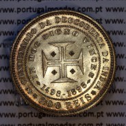 200 réis 1898 prata D. Carlos I e Amélia Rainha de Portugal, 4º Centenário da Descoberta da Índia, (Bela), World Coins KM#537