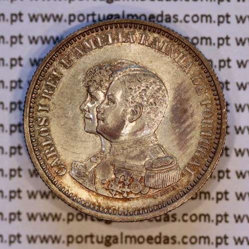 Portugal, silver coin of 200 réis 1898 of D. Carlos I, 4th Centenary of the Discovery of India 1498-1898, (UNC), KM 537.