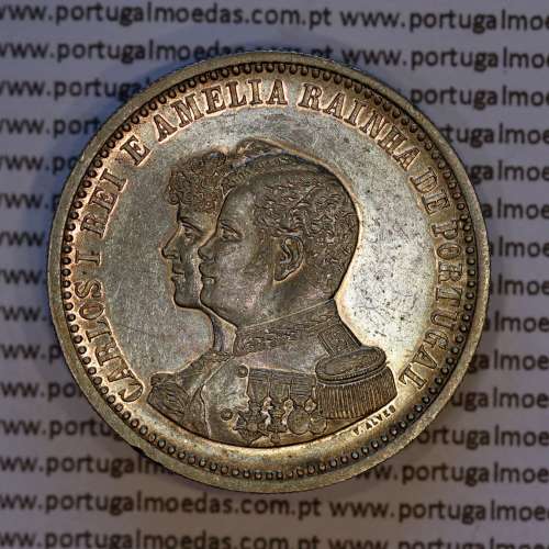 500 réis 1898 prata D. Carlos I e Amélia Rainha de Portugal, 4º Centenário da Descoberta da Índia, (Bela), World Coins KM538