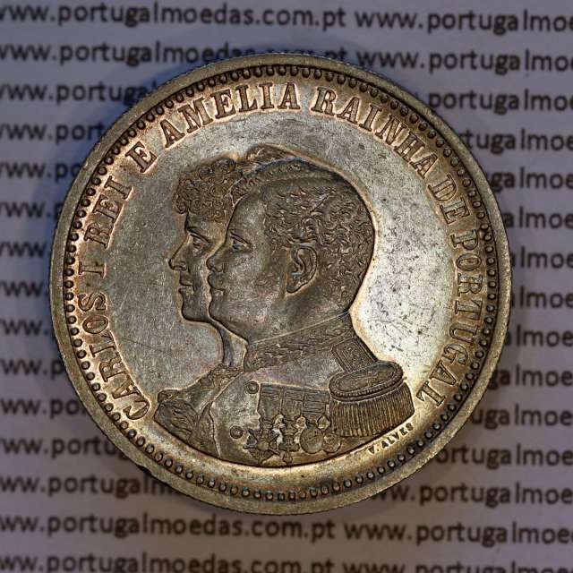 Portugal, silver coin of 500 réis 1898 of D. Carlos I, 4th Centenary of the Discovery of India 1498-1898, (UNC), KM 538.