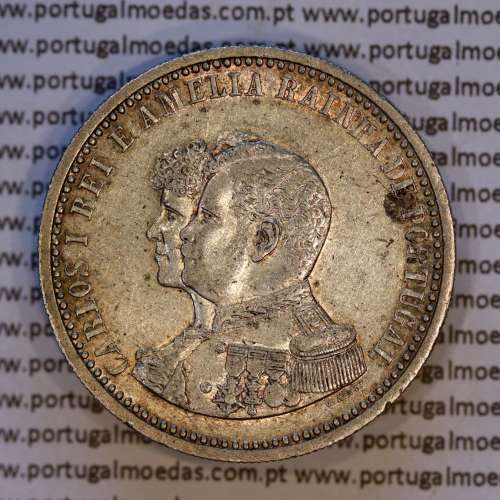 Portugal, silver coin of 500 réis 1898 of D. Carlos I, 4th Centenary of the Discovery of India 1498-1898, (VF+/XF), KM 538.