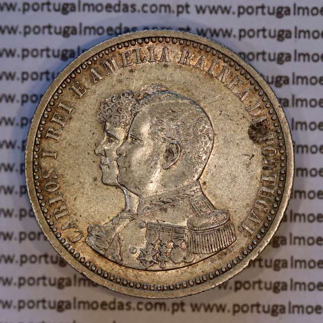 Portugal, silver coin of 500 réis 1898 of D. Carlos I, 4th Centenary of the Discovery of India 1498-1898, (VF+/XF), KM 538.