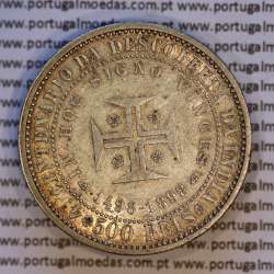 Portugal, silver coin of 500 réis 1898 of D. Carlos I, 4th Centenary of the Discovery of India 1498-1898, (VF+/XF), KM 538.