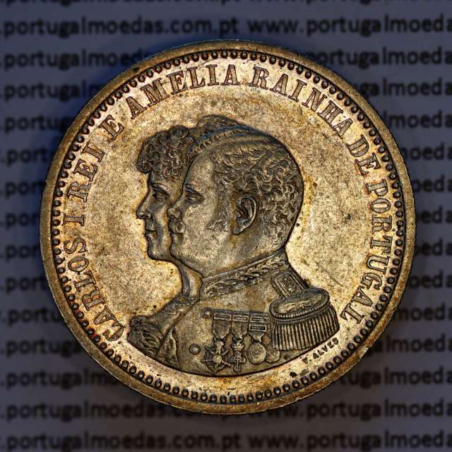 500 réis 1898 prata D. Carlos I, 4º Centenário da Descoberta da Índia, (MBC+), World Coins Portugal KM 538