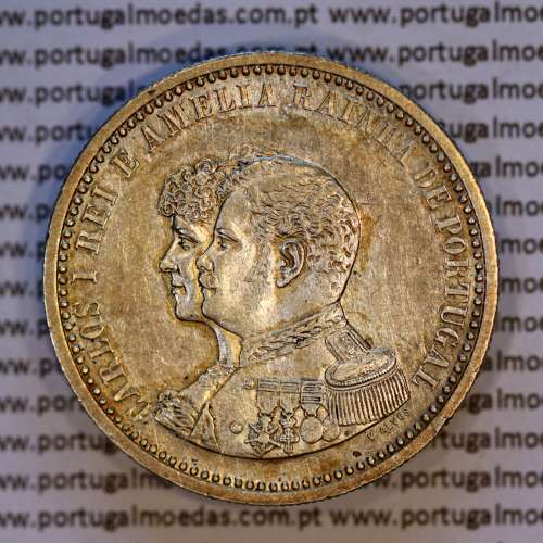 500 réis 1898 prata D. Carlos I, 4º Centenário da Descoberta da Índia, (MBC+), World Coins Portugal KM 538
