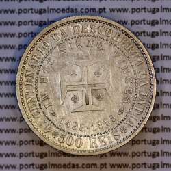 Portugal, silver coin of 500 réis 1898 of D. Carlos I, 4th Centenary of the Discovery of India 1498-1898, (VF+), KM 538.
