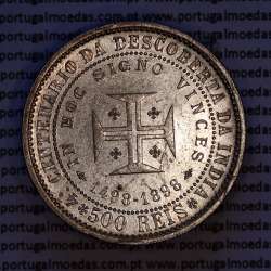 Portugal, silver coin of 500 réis 1898 of D. Carlos I, 4th Centenary of the Discovery of India 1498-1898, (VF), KM 538.