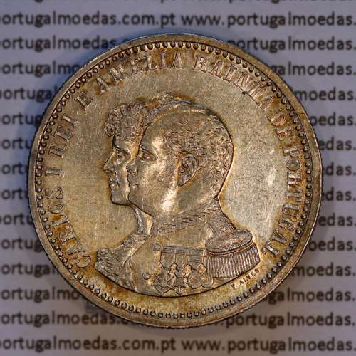 Portugal, silver coin of 500 réis 1898 of D. Carlos I, 4th Centenary of the Discovery of India 1498-1898, (VF), KM 538.