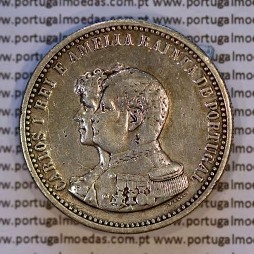 Portugal, silver coin of 500 réis 1898 of D. Carlos I, 4th Centenary of the Discovery of India 1498-1898, (F), KM 538.