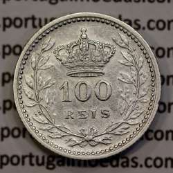 100 réis 1909 prata D. Manuel II, tostão prata 1909, (MBC), World Coins Portugal KM 548