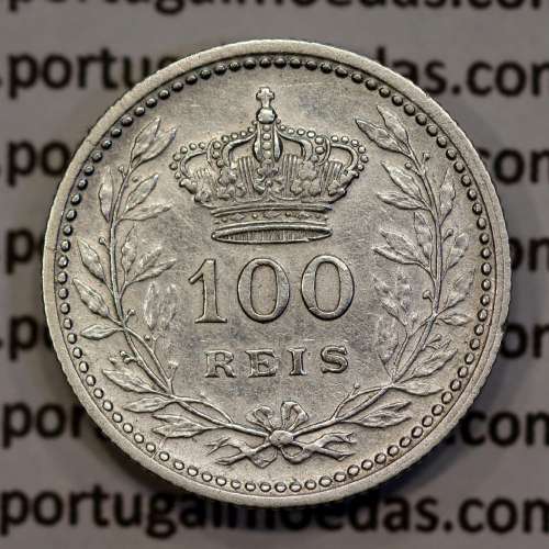 100 réis 1909 prata D. Manuel II, tostão prata 1909, (MBC), World Coins Portugal KM 548
