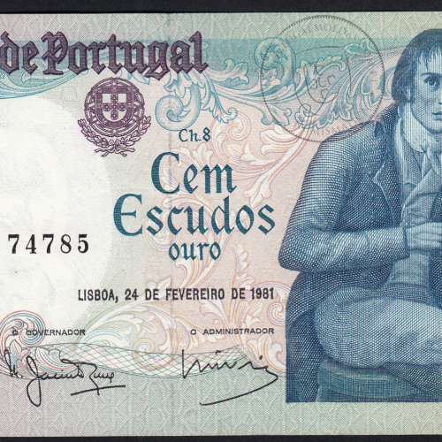 100 Escudos 1981 Bocage 24/02/1981, 100$00 Cem Escudos 24/02/1981 Chapa:8 Banco de Portugal, (QNC), Pick 178b