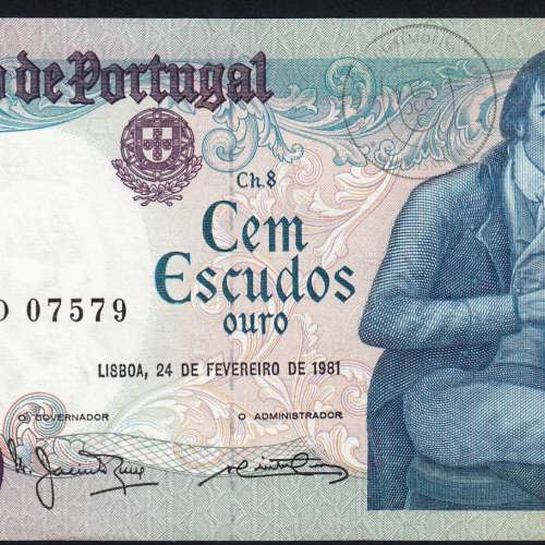 100 Escudos 1981 Bocage 24/02/1981, 100$00 Cem Escudos 24/02/1981 Chapa:8 Banco de Portugal, (QNC), Pick 178b