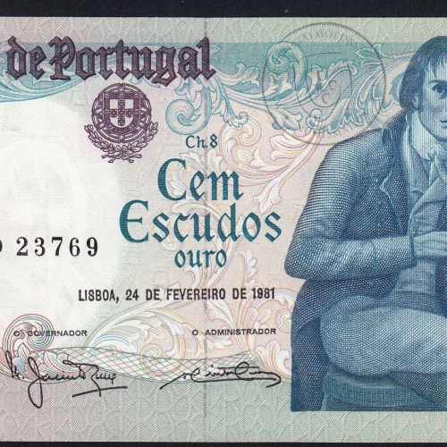 100 Escudos 1981 Bocage 24/02/1981, 100$00 Cem Escudos 24/02/1981 Chapa:8 Banco de Portugal, (QNC), Pick 178b
